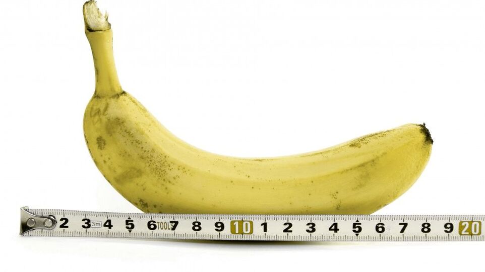 medición do pene despois da ampliación con xel usando o exemplo dunha banana
