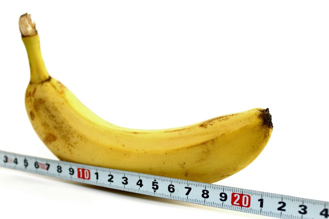 medir un pene antes de agrandalo usando o exemplo dun plátano