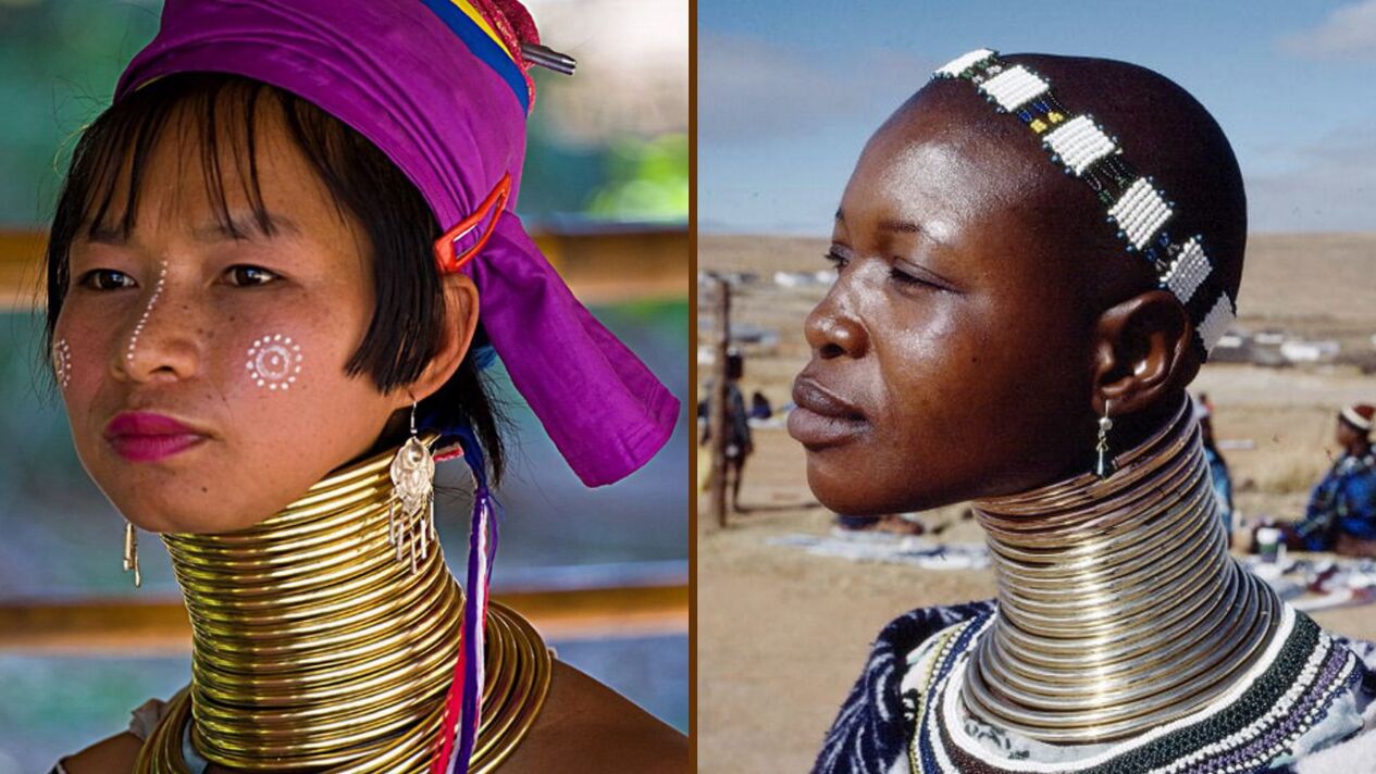 alongamento do pescozo nas mulleres da tribo africana